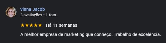 Avaliação real no Google